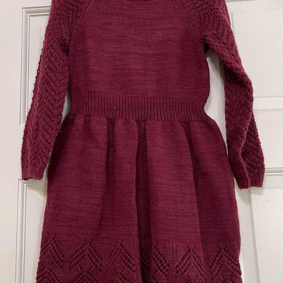 Cat & Jack Girls' Sweater Dress Size XS - Burgundy Deep Red with Sparkles - Picture 1 of 3